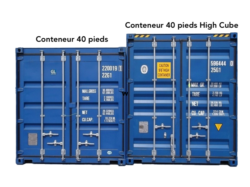 Deux containers maritimes côte à côte : le gabarit du container fixe la largeur et la hauteur d'une maison container