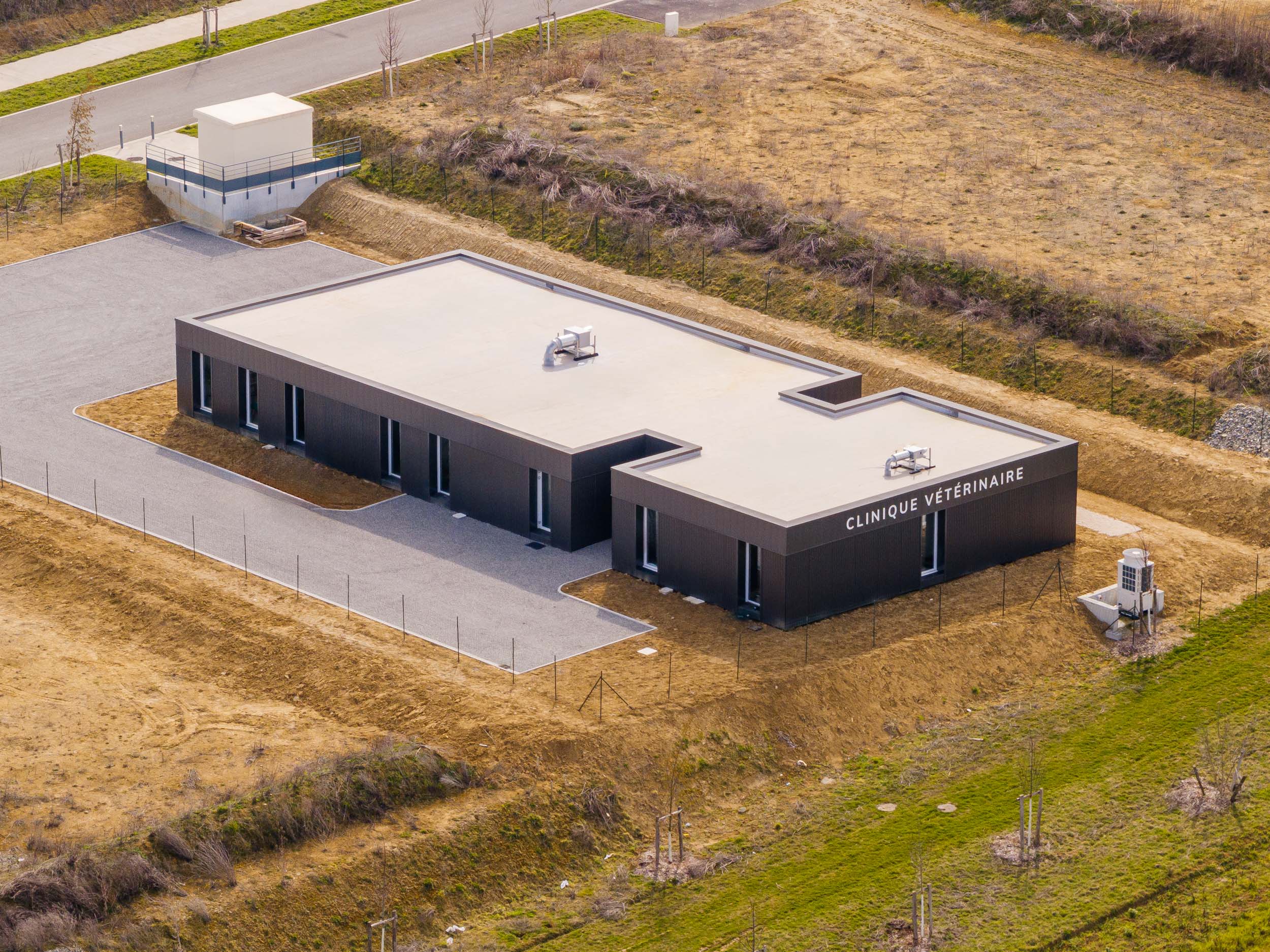 Clinique vétérinaire vue aérienne