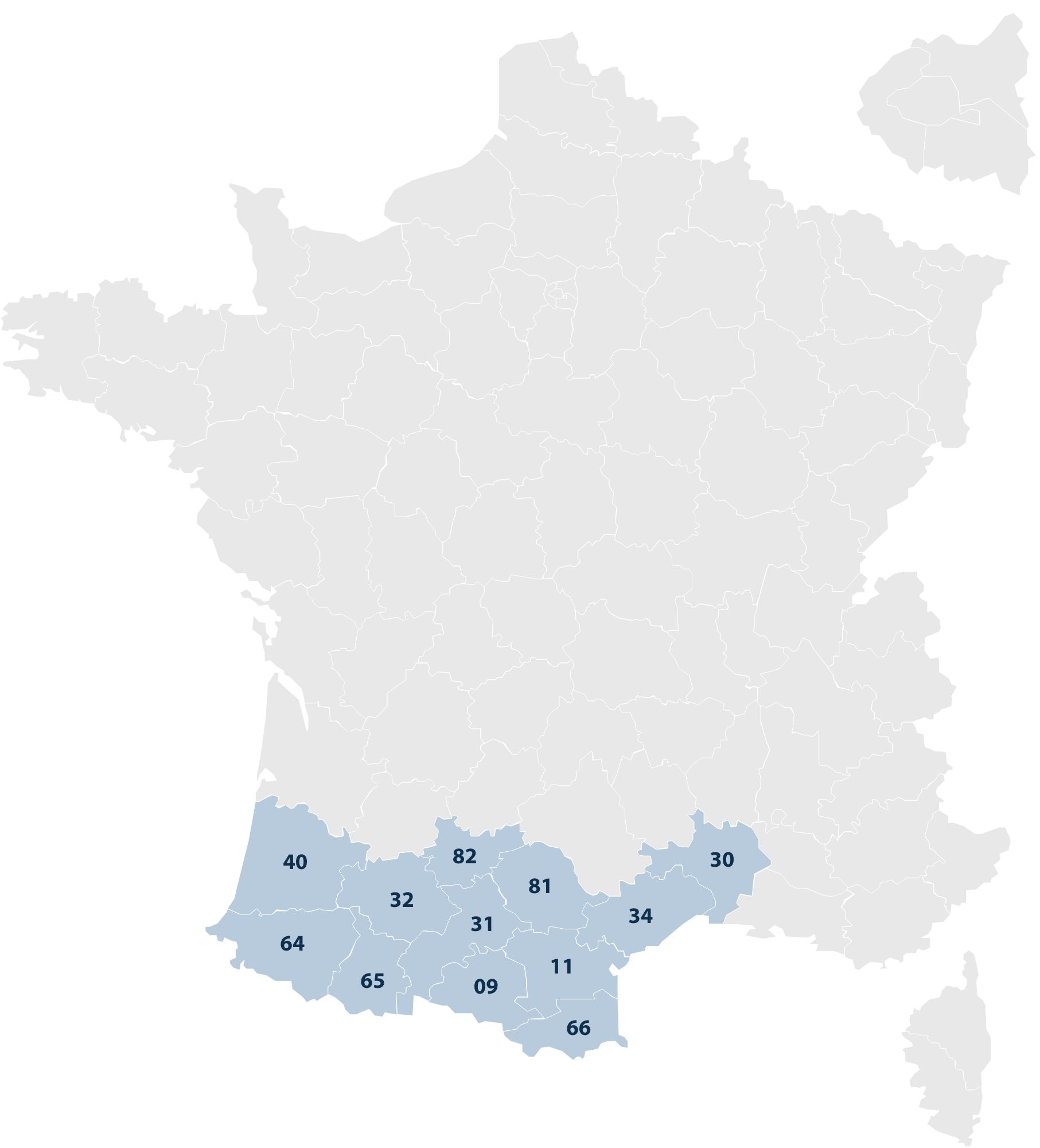Carte de France départements containlife